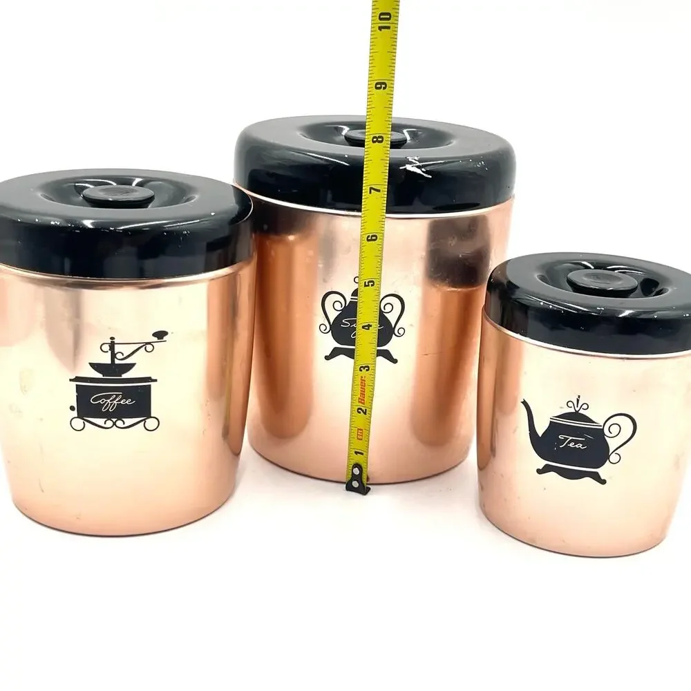 Vintage West Bend Rose Copper Aluminum 3 Piece Canister Set